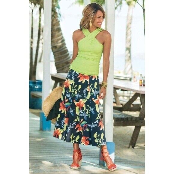 SOFT‎ SURROUNDINGS Floral Tropical Skirt - Picture 1 of 5